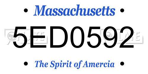 5ED0592 Massachusetts License Plate