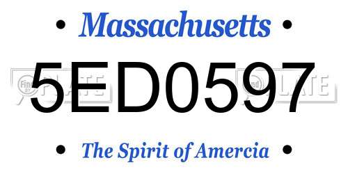 5ED0597 Massachusetts License Plate