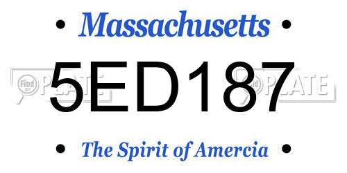 5ED187 Massachusetts License Plate