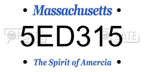 5ED315 Massachusetts License Plate