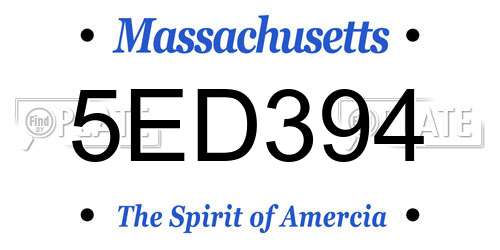 5ED394 Massachusetts License Plate