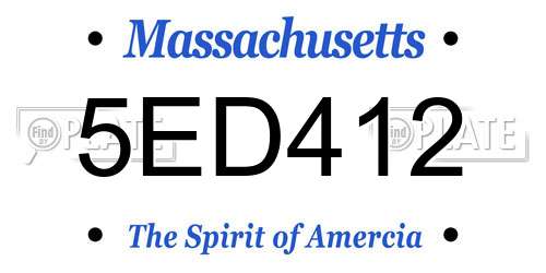 5ED412 Massachusetts License Plate