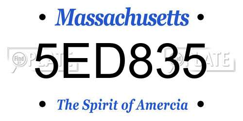 5ED835 Massachusetts License Plate