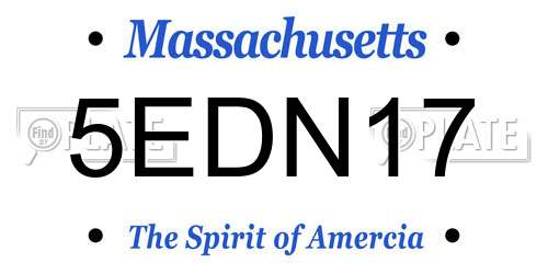 5EDN17 Massachusetts License Plate