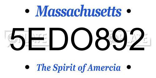 5EDO892 Massachusetts License Plate