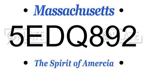 5EDQ892 Massachusetts License Plate