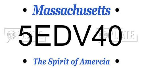5EDV40 Massachusetts License Plate