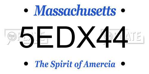 5EDX44 Massachusetts License Plate