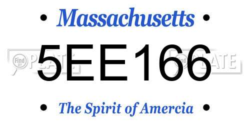 5EE166 Massachusetts License Plate