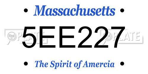 5EE227 Massachusetts License Plate