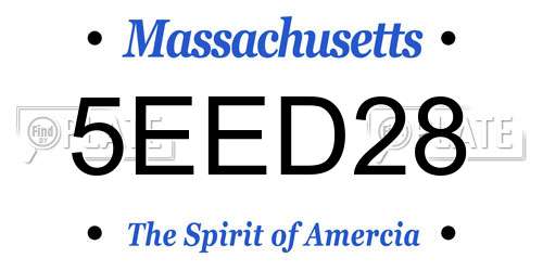 5EED28 Massachusetts License Plate