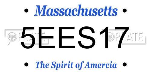 5EES17 Massachusetts License Plate