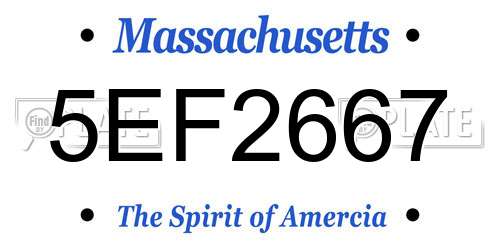 5EF2667 Massachusetts License Plate