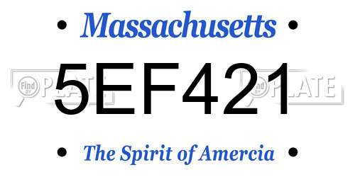 5EF421 Massachusetts License Plate