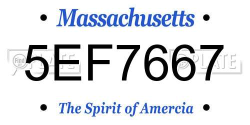 5EF7667 Massachusetts License Plate