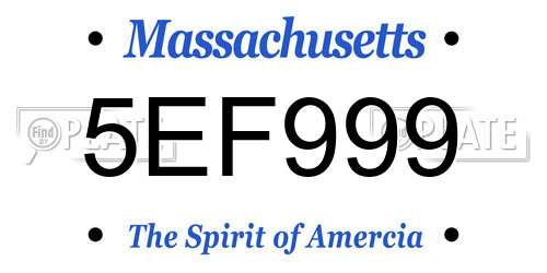 5EF999 Massachusetts License Plate