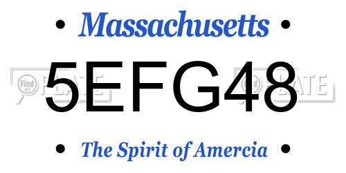 5EFG48 Massachusetts License Plate