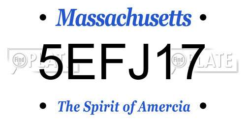 5EFJ17 Massachusetts License Plate
