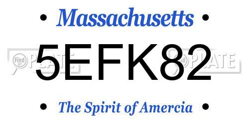 5EFK82 Massachusetts License Plate