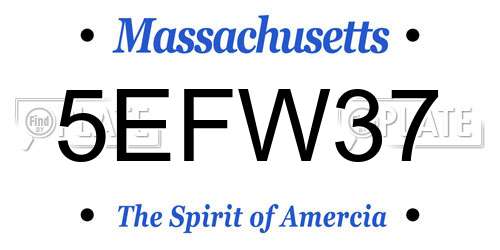 5EFW37 Massachusetts License Plate