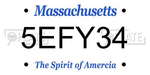 5EFY34 Massachusetts License Plate