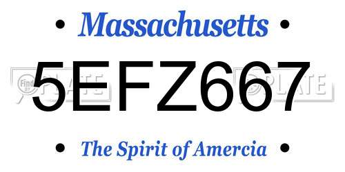 5EFZ667 Massachusetts License Plate