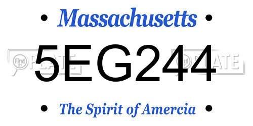 5EG244 Massachusetts License Plate