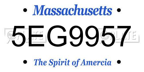 5EG9957 Massachusetts License Plate
