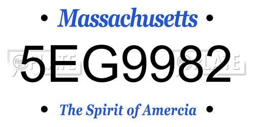 5EG9982 Massachusetts License Plate