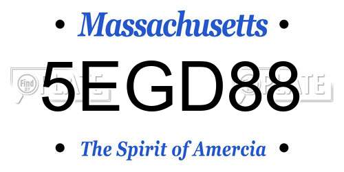 5EGD88 Massachusetts License Plate