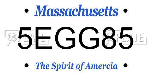 5EGG85 Massachusetts License Plate