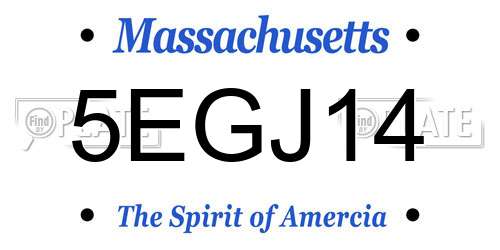 5EGJ14 Massachusetts License Plate