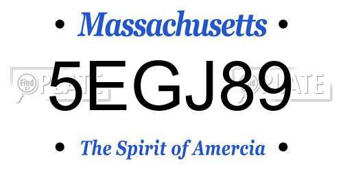 5EGJ89 Massachusetts License Plate