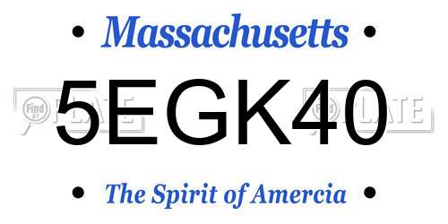 5EGK40 Massachusetts License Plate