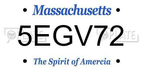 5EGV72 Massachusetts License Plate