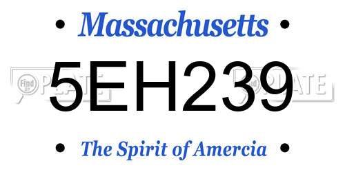 5EH239 Massachusetts License Plate