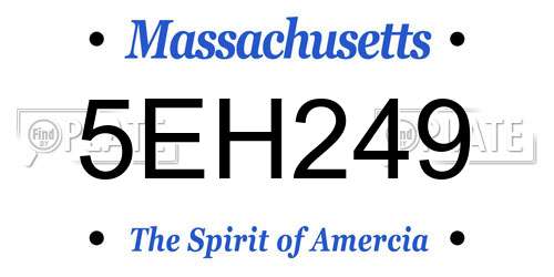 5EH249 Massachusetts License Plate