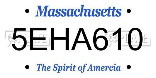 5EHA610 Massachusetts License Plate