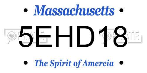 5EHD18 Massachusetts License Plate