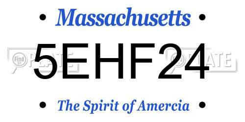 5EHF24 Massachusetts License Plate