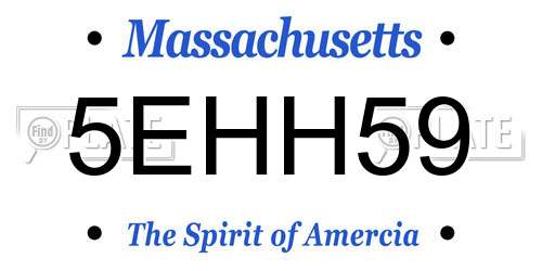 5EHH59 Massachusetts License Plate