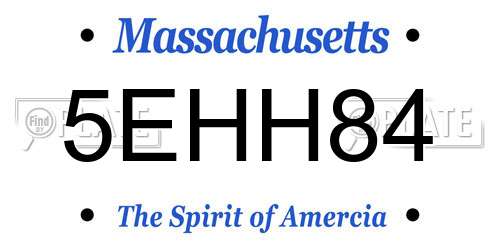 5EHH84 Massachusetts License Plate