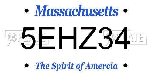 5EHZ34 Massachusetts License Plate