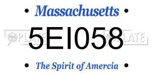 5EI058 Massachusetts License Plate