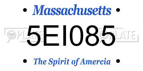 5EI085 Massachusetts License Plate
