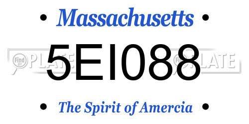 5EI088 Massachusetts License Plate