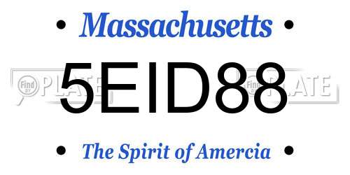 5EID88 Massachusetts License Plate