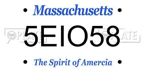 5EIO58 Massachusetts License Plate