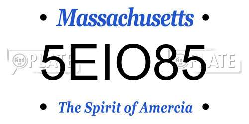 5EIO85 Massachusetts License Plate