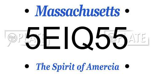 5EIQ55 Massachusetts License Plate